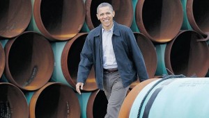 Obama visits the TransCanada Stillwater Pipe Yard in Cushing, Okla. Photograph by: Pablo Martinez Monsivais, The Canadian Press