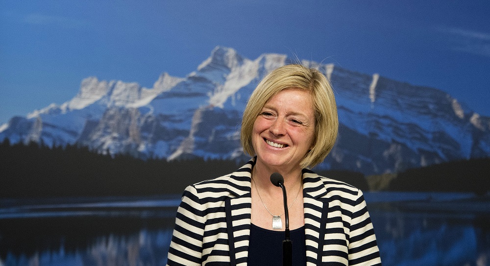 Alberta premier-elect Rachel Notley smiles as she speaks the media during a press conference in Edmonton on Wednesday, May 6, 2015. THE CANADIAN PRESS/Nathan Denette